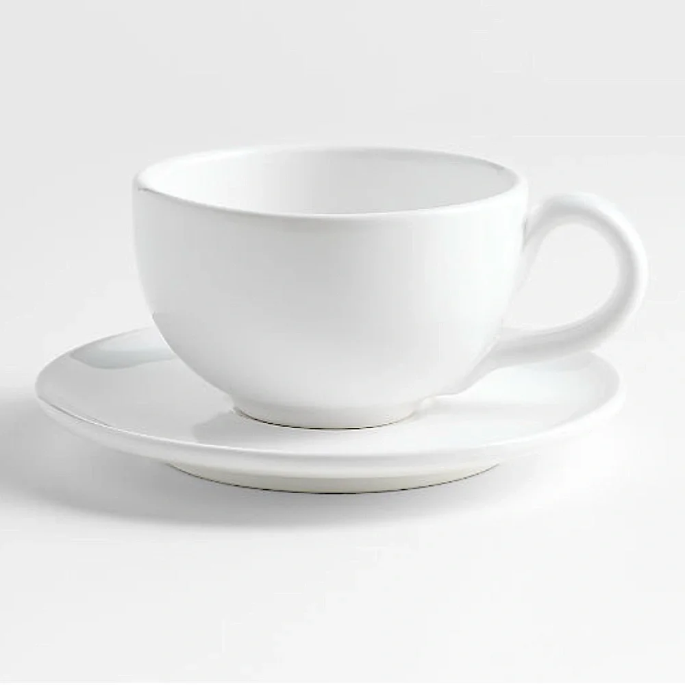 New! Crate&Barrel 🇮🇹🍋✨Sorrento 13.5-oz. White Cappuccino Cup and Saucer LIMITED